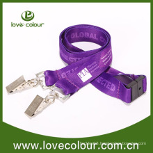 Funny promotional sparkle lanyard with two clip